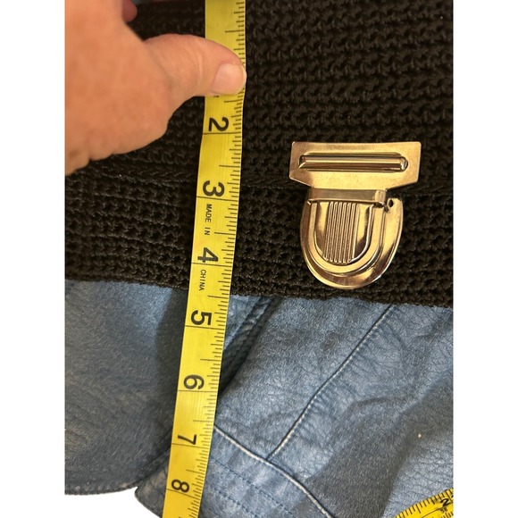 The Sak Black Crochet Crossbody Bag Silver Hardware Flap Closure - Picture 11 of 11